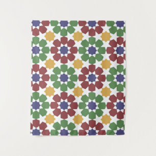 zellige Pattern Moroccan Ceramic Art Traditional  Tapestry