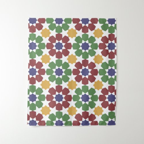 zellige Pattern Moroccan Ceramic Art Traditional  Tapestry
