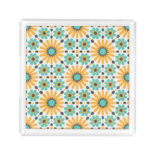 Zellige Radiance: Colorful Andalusian Geometry Acrylic Tray