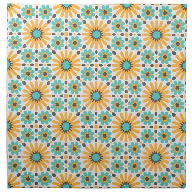 Zellige Radiance: Colorful Andalusian Geometry Cloth Napkin (Front)