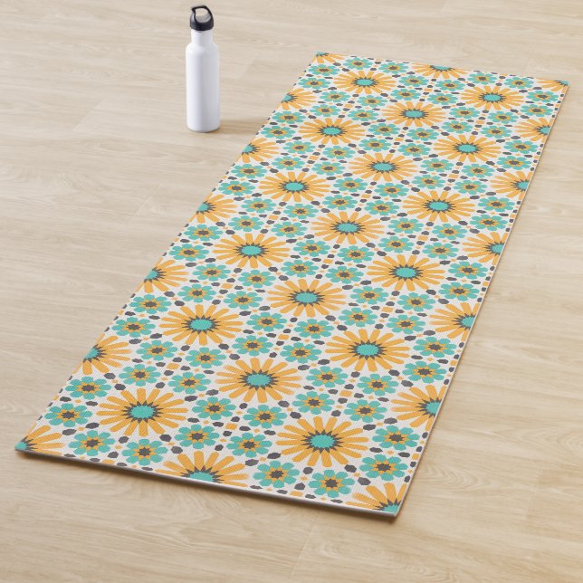 Zellige Radiance: Colorful Andalusian Geometry Yoga Mat (In Situ)