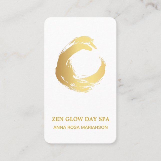 *~* Zen Abstract Gold Brush Reiki Meditation Yoga Business Card (Front)