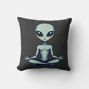 Zen Alien Throw Pillow
