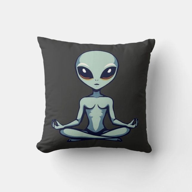 Zen Alien Throw Pillow (Front)