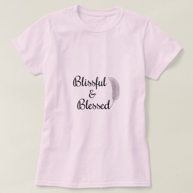 Zen Angel Feather positive energy pink T-shirt (Design Front)