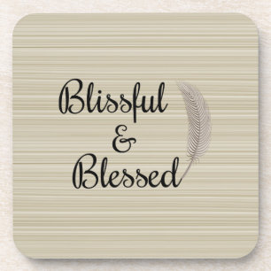 Zen angel feather white beige stripes coasters