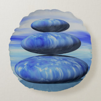 Zen Arctic Stones Balance Round Pillow