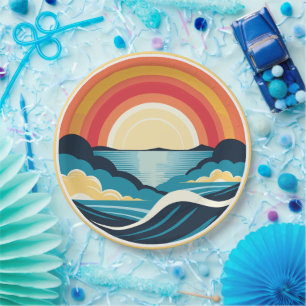 Zen Art Deco Sunset over Water Paper Plates