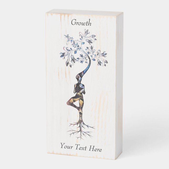Zen Art Grow Like A Tree Wood Box Sign (Angled Vertical)
