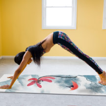 Zen Art Red Lotus Flower Mountain Background