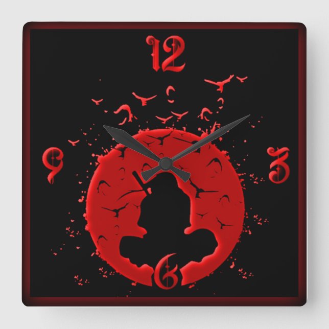Zen art square wall clock (Front)