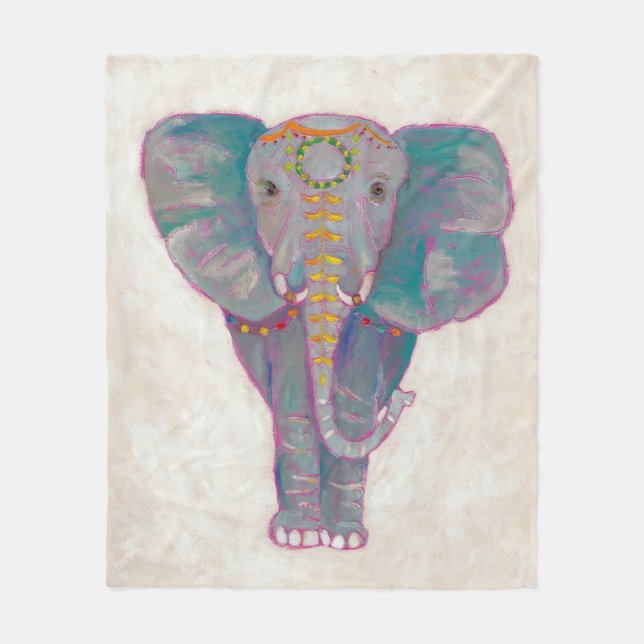 Zen Asian Elephant Fleece Blanket (Front)