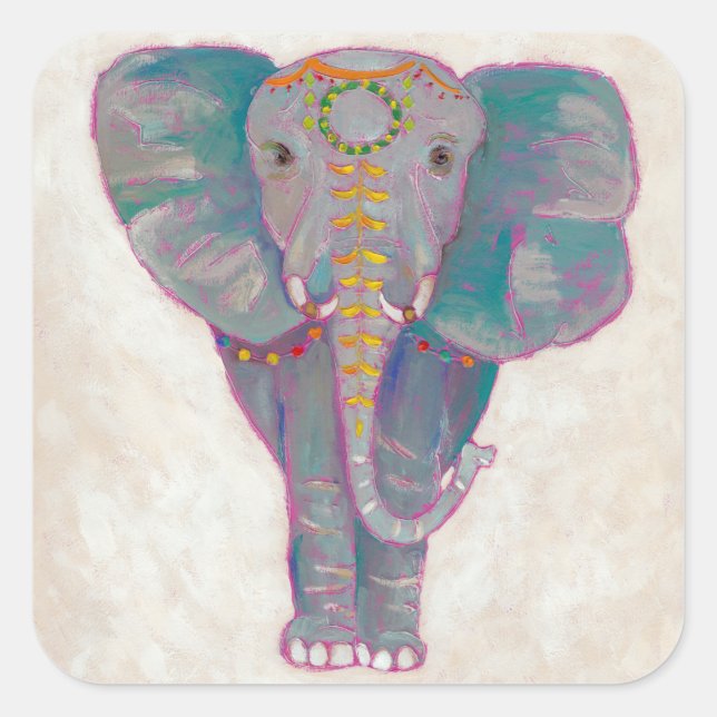 Zen Asian Elephant Square Sticker (Front)
