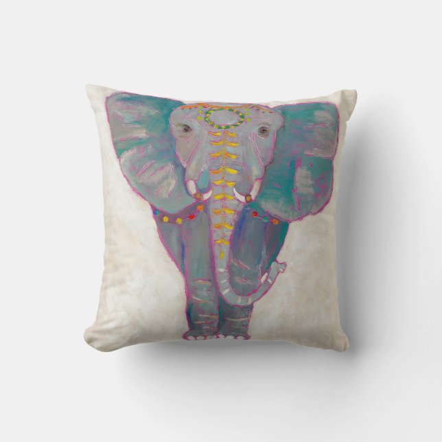 Zen Asian Elephant Throw Pillow (Front)