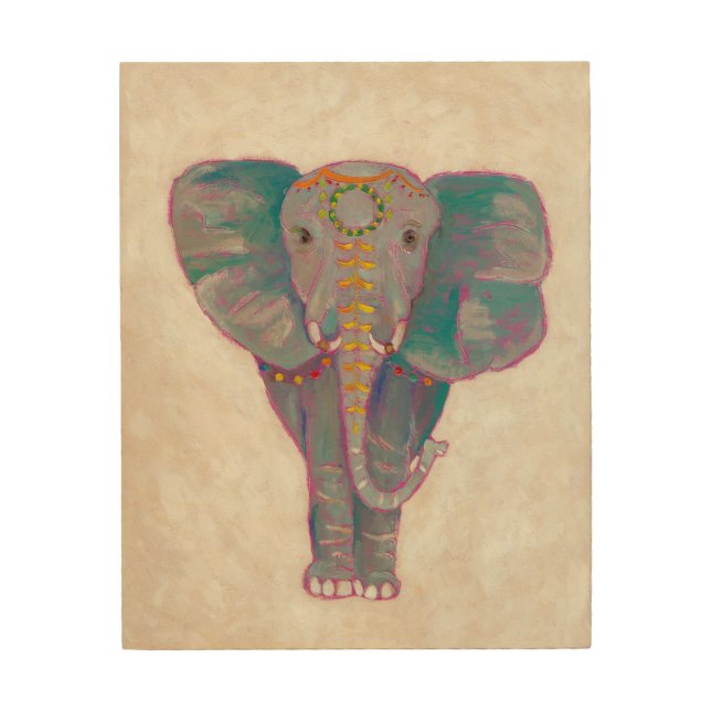 Zen Asian Elephant Wood Wall Decor (Front)