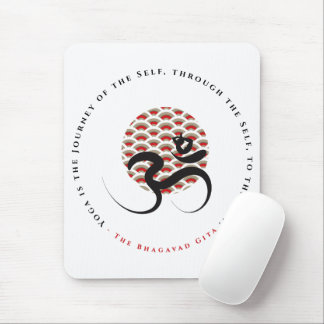 Zen Asian Red Sun Yoga Modern Calligraphy Om Aum Mouse Pad