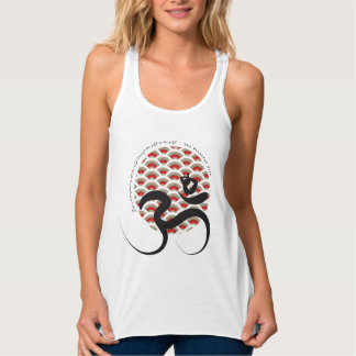 Zen Asian Red Sun Yoga Modern Calligraphy Om Aum Tank Top