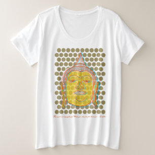 Zen Asian Yellow Buddha Offset On Modern Pop Dots Plus Size T-Shirt