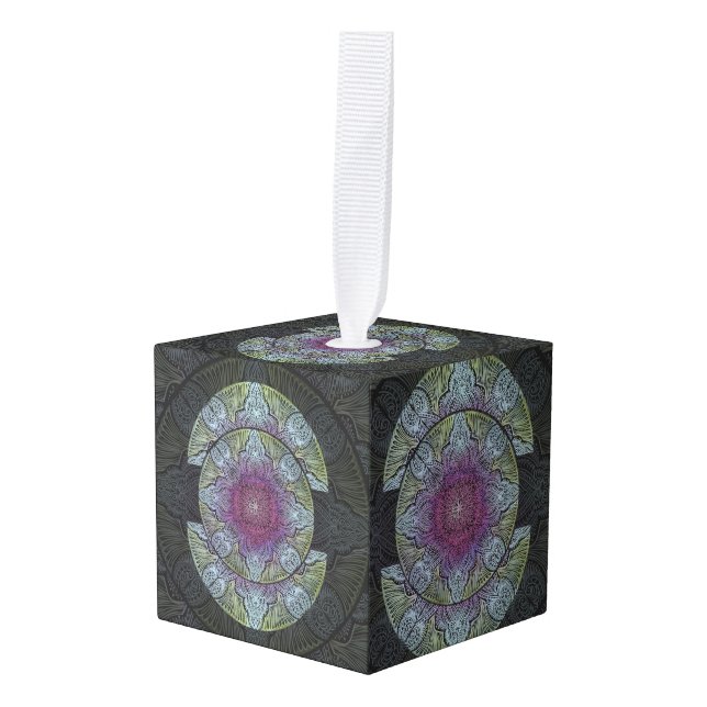 Zen Awakening, reiki, healing, chakra Cube Ornament (Front Angled)