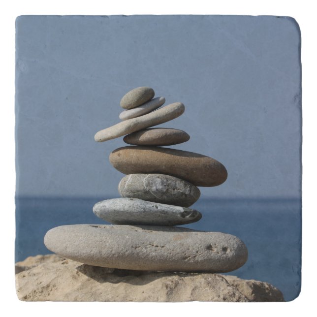 Zen Balance New Age Yin Yang Ceramic Marble Trivet (Front)