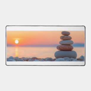 Zen Balanced Stones Ocean Sunset Large Desk Mat