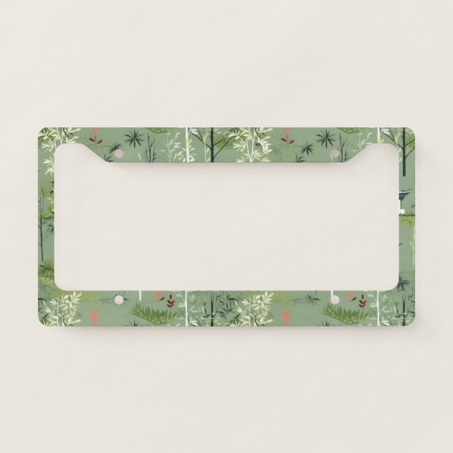 Zen Bamboo Forest Botanical Pattern (1) License Plate Frame (Front)
