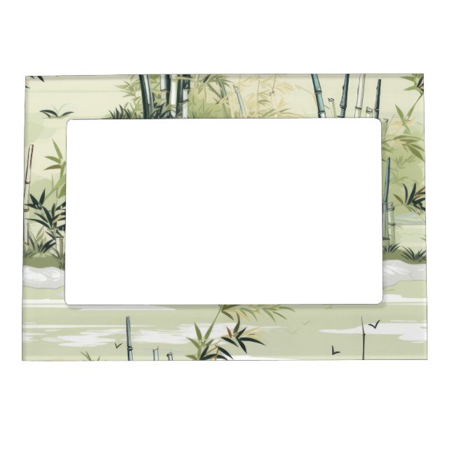 Zen Bamboo Forest Botanical Pattern (1) Magnetic Frame (Front)