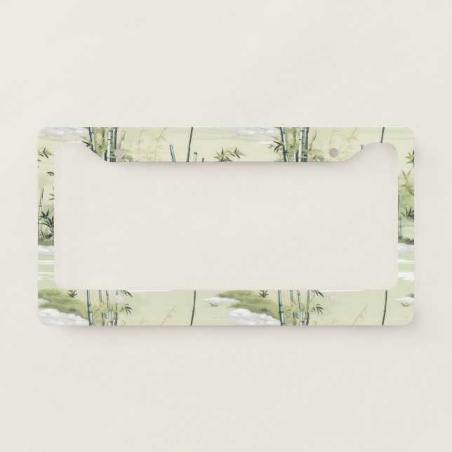 Zen Bamboo Forest Botanical Pattern (2) License Plate Frame (Front)