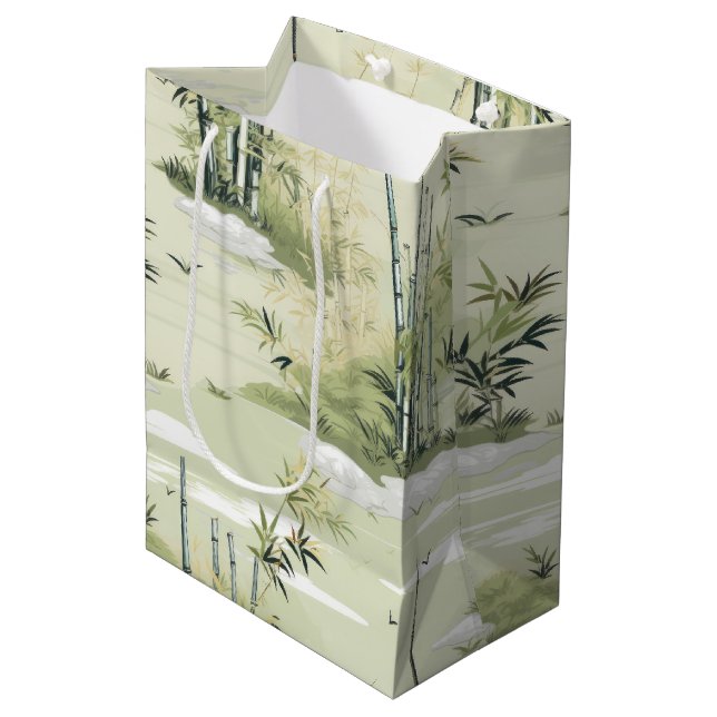 Zen Bamboo Forest Botanical Pattern (2) Medium Gift Bag (Front Angled)