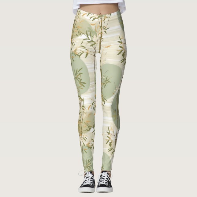 Zen Bamboo Forest Botanical Pattern (3) Leggings (Front)