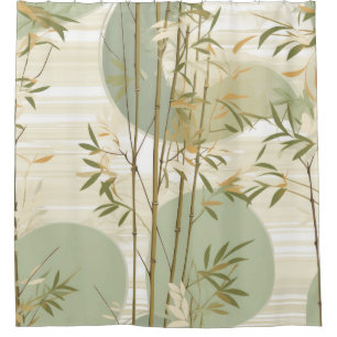 Zen Bamboo Forest Botanical Pattern (3) Shower Curtain