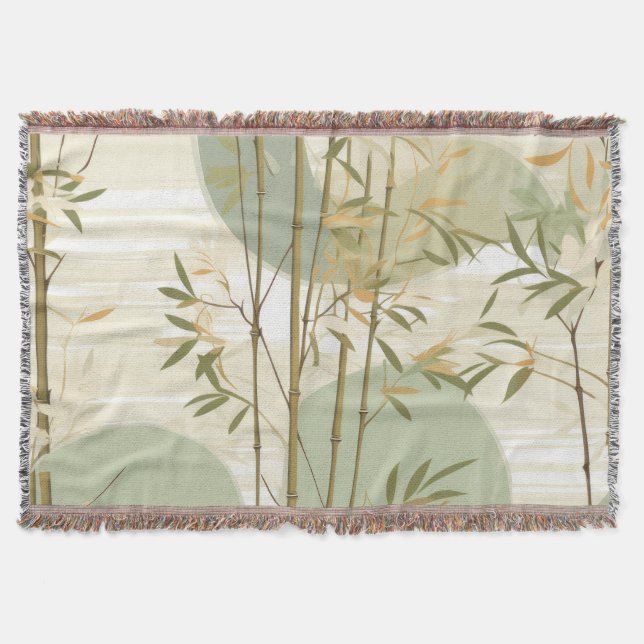 Zen Bamboo Forest Botanical Pattern (3) Throw Blanket (Front)