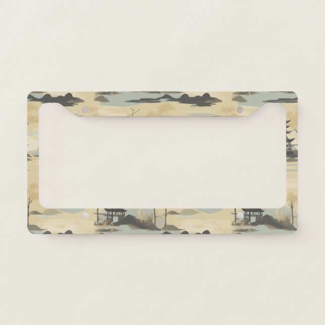 Zen Bamboo Forest Botanical Pattern (4) License Plate Frame (Front)