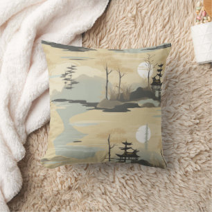 Zen Bamboo Forest Botanical Pattern (4) Throw Pillow