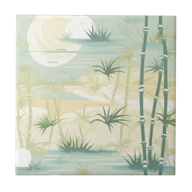 Zen Bamboo Forest Botanical Pattern (5) Ceramic Tile (Front)