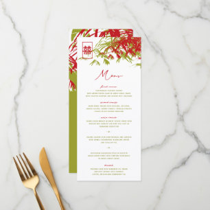 Zen Bamboo Leaves Double Happiness Chinese Wedding Menu
