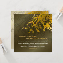 Zen Bamboo Leaves Gold & Green Chic Asian Wedding