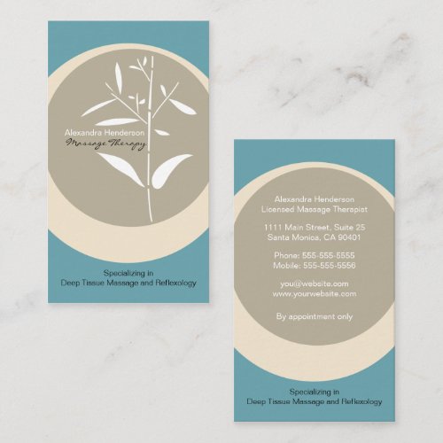 Zen Bamboo Massage Therapy Business Card - Blue