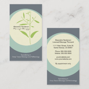 Zen Bamboo Massage Therapy Business Card - Gray