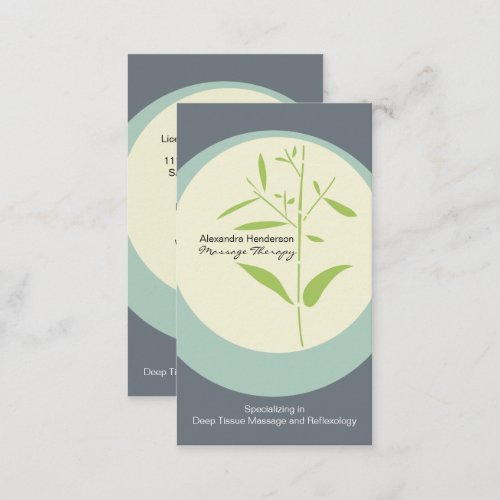 Zen Bamboo Massage Therapy Business Card _ Gray
