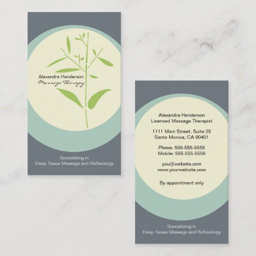 Customizable Zen Bamboo Massage Therapy Business Card - Gray