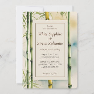 Zen Bamboo Watercolor Wedding Invitation