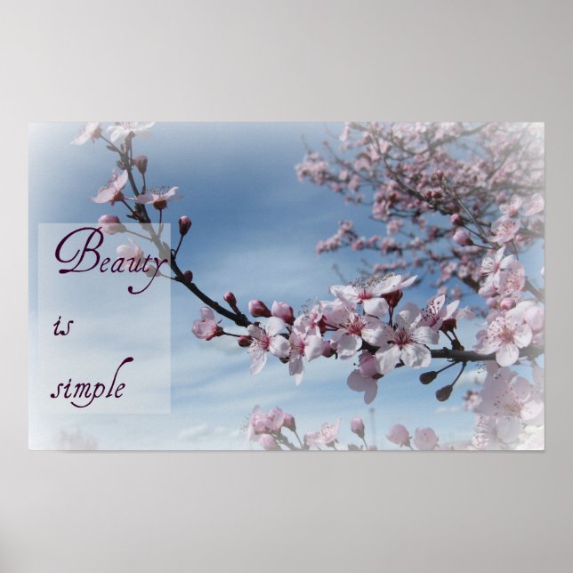 Zen- Beauty is Simple Cherry Blossom Poster (Front)