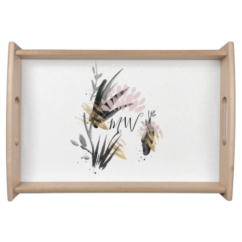 Zen Beauty Wabi Sabi Pampas Grass Monogram Serving Tray