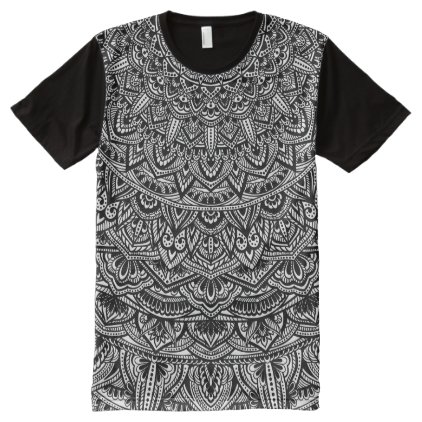 Zen Black and white Mandala All-Over-Print T-Shirt