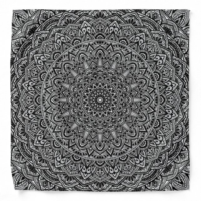 Zen Black and white Mandala Bandana (Front)