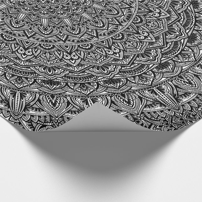 Zen Black and white Mandala Wrapping Paper (Corner)