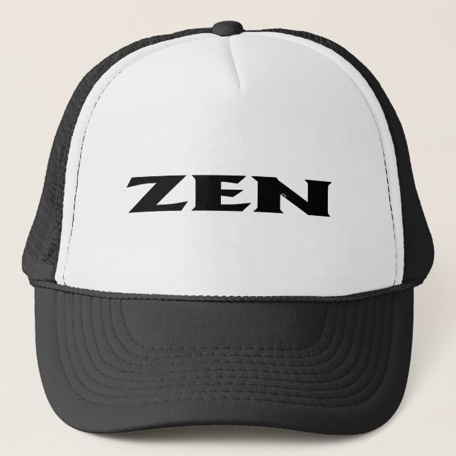Zen black black and white foam trucker hat (Front)