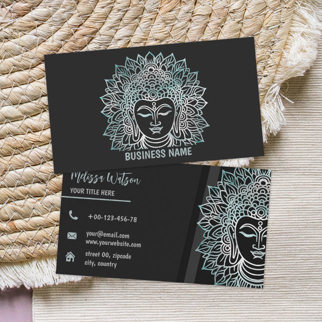 Zen black buddha minimal yoga studio business card (Creator Uploaded)