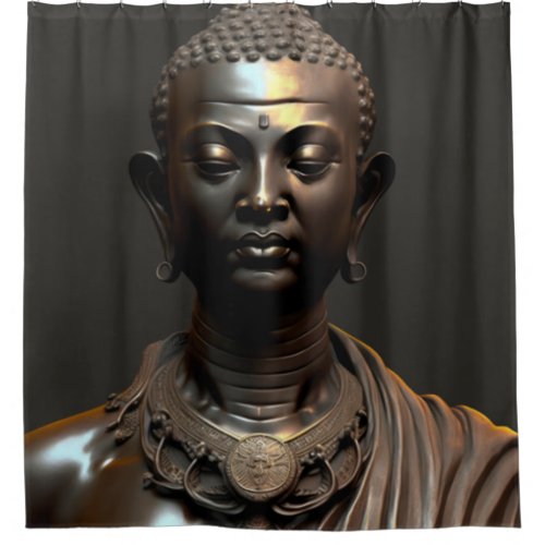 Zen Black Buddha Shower Curtain 